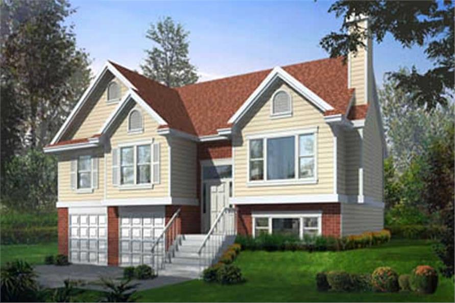 3-Bedroom, 1291 Sq Ft Multi-Level House Plan - 119-1011 - Front Exterior