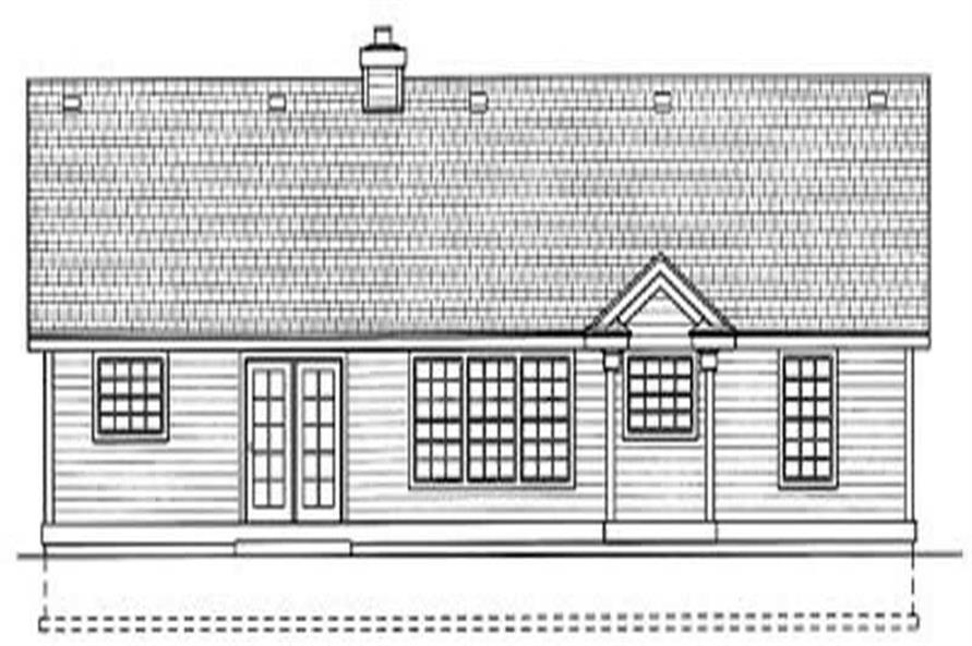 Home Plan Rear Elevation of this 3-Bedroom,1453 Sq Ft Plan -119-1012