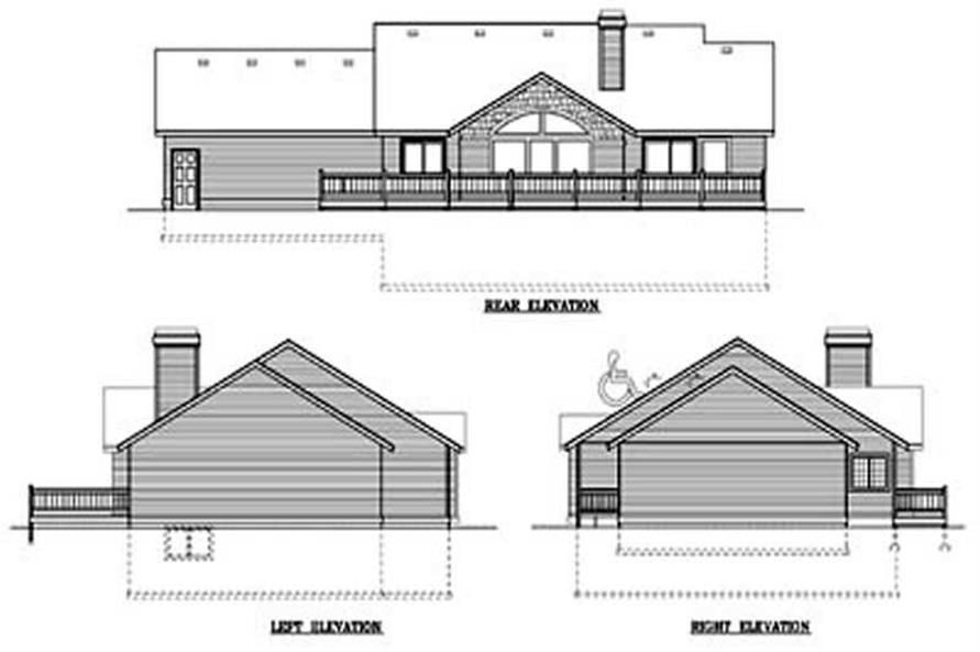 Home Plan Rear Elevation of this 2-Bedroom,1636 Sq Ft Plan -119-1015