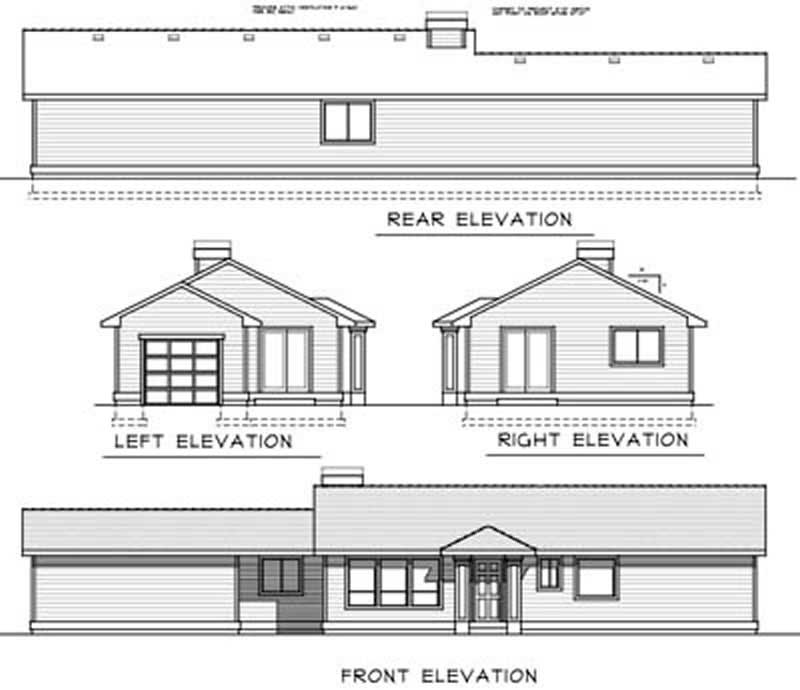 Home Plan Rear Elevation of this 3-Bedroom,1193 Sq Ft Plan -119-1016