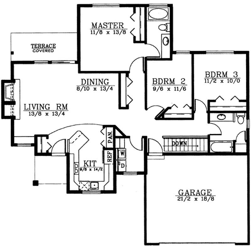 Floor Plan First Story of Country Plan #119-1018
