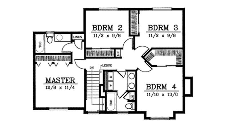 Floor Plan Second Story of Country Plan #119-1024