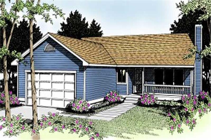 Front View of this 3-Bedroom, 1314 Sq Ft Plan - 119-1027