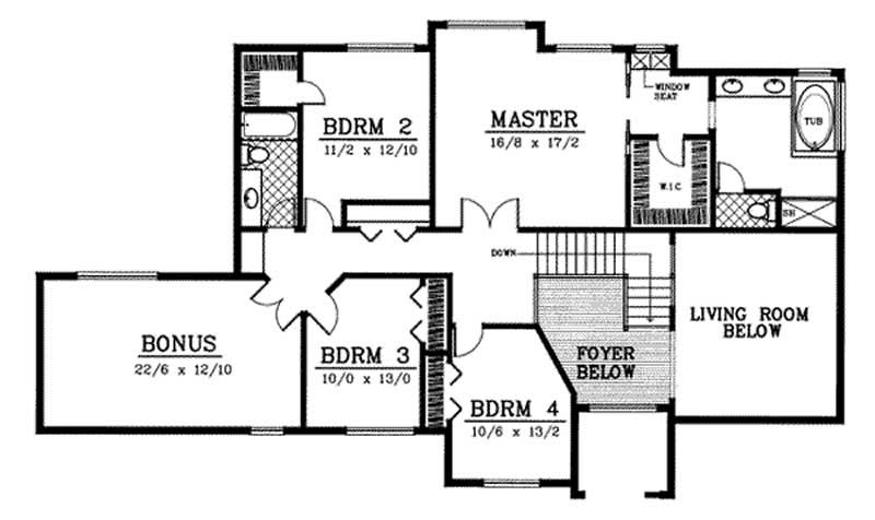 Floor Plan Second Story of Contemporary Plan #119-1029