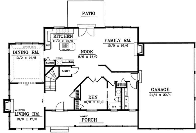 Floor Plan First Story of Country Plan #119-1033
