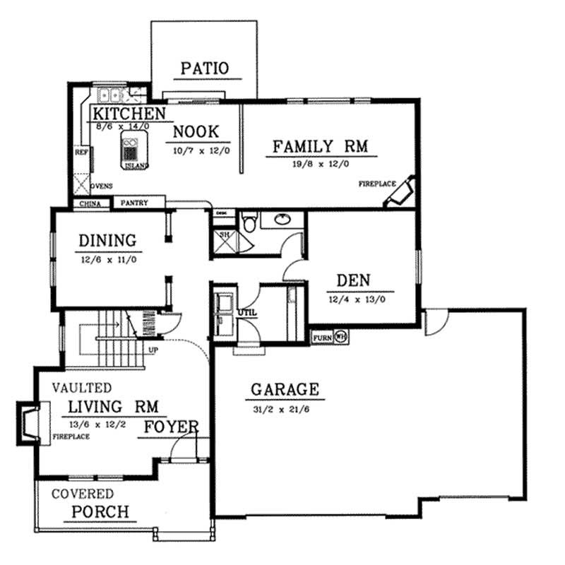 Floor Plan First Story of Traditional Plan #119-1034