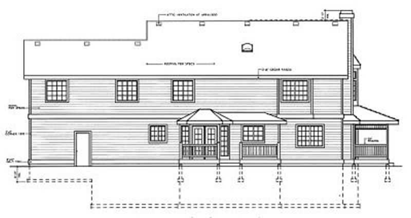 Home Plan Rear Elevation of this 4-Bedroom,2524 Sq Ft Plan -119-1038