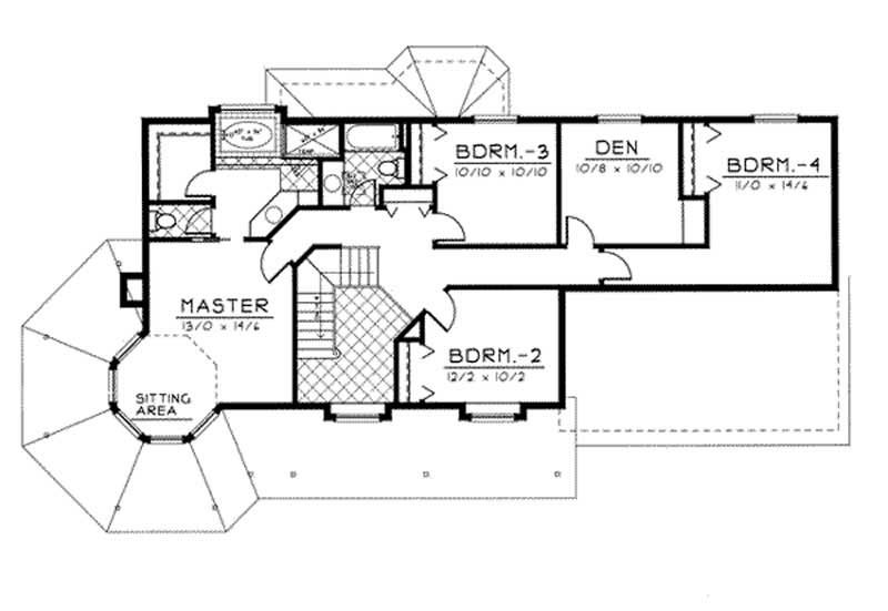 Floor Plan Second Story of Country Plan #119-1038