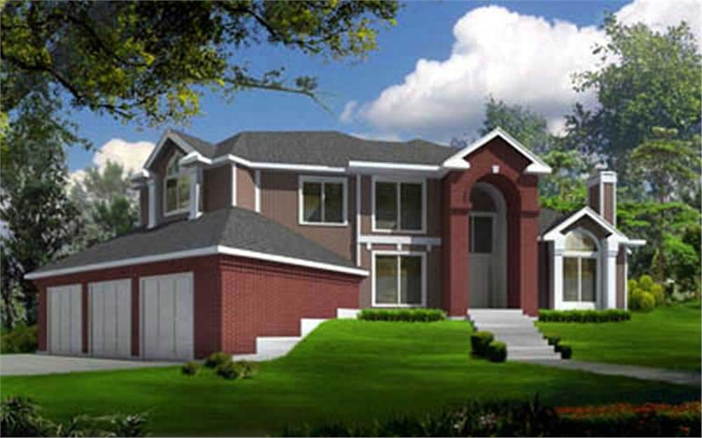 Front elevation of Contemporary home (ThePlanCollection: House Plan #119-1053)