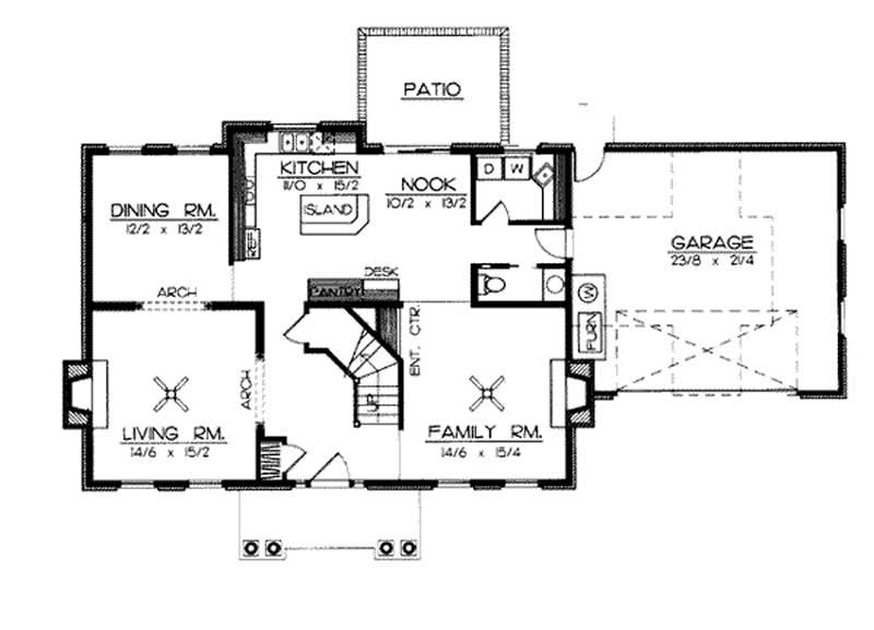 Floor Plan First Story of Colonial Plan #119-1060