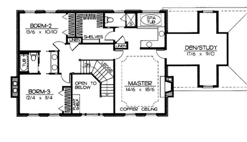 Floor Plan Second Story of Colonial Plan #119-1060