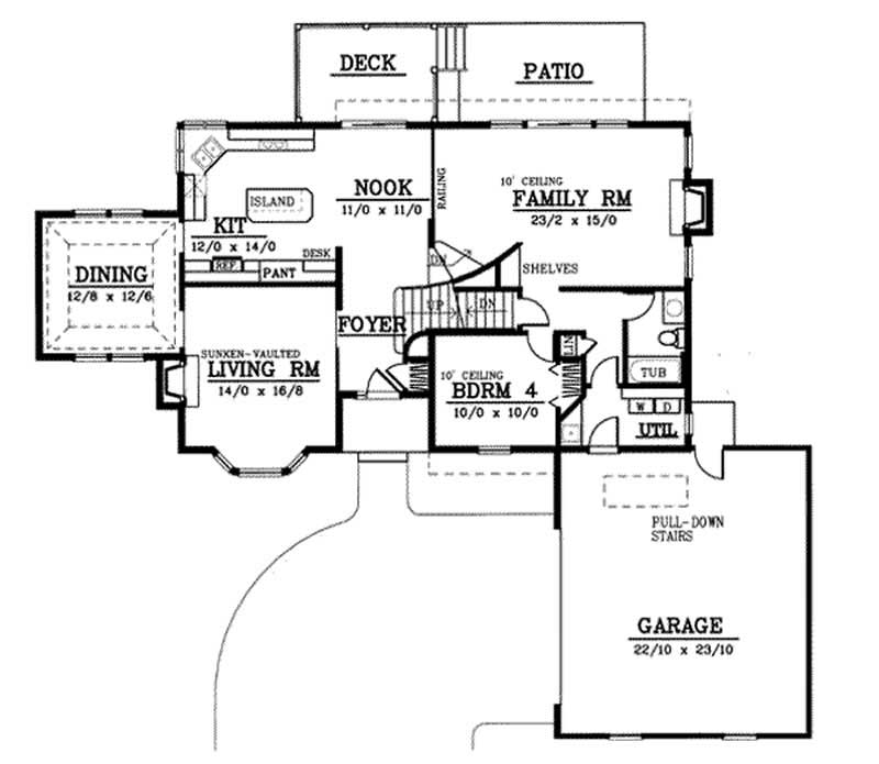 Floor Plan First Story of French Plan #119-1062