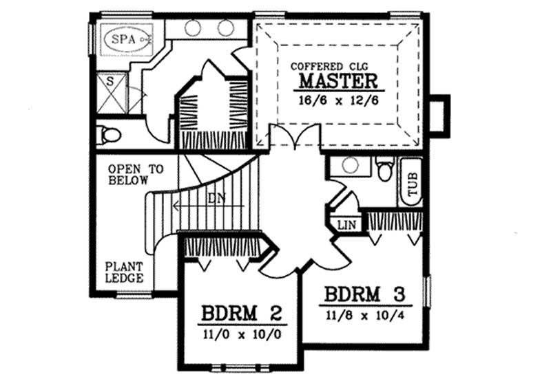 Floor Plan Second Story of French Plan #119-1062