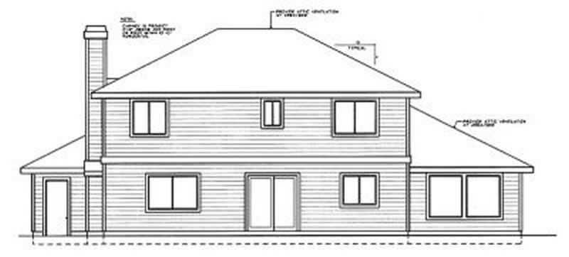 Home Plan Rear Elevation of this 4-Bedroom,2185 Sq Ft Plan -119-1063