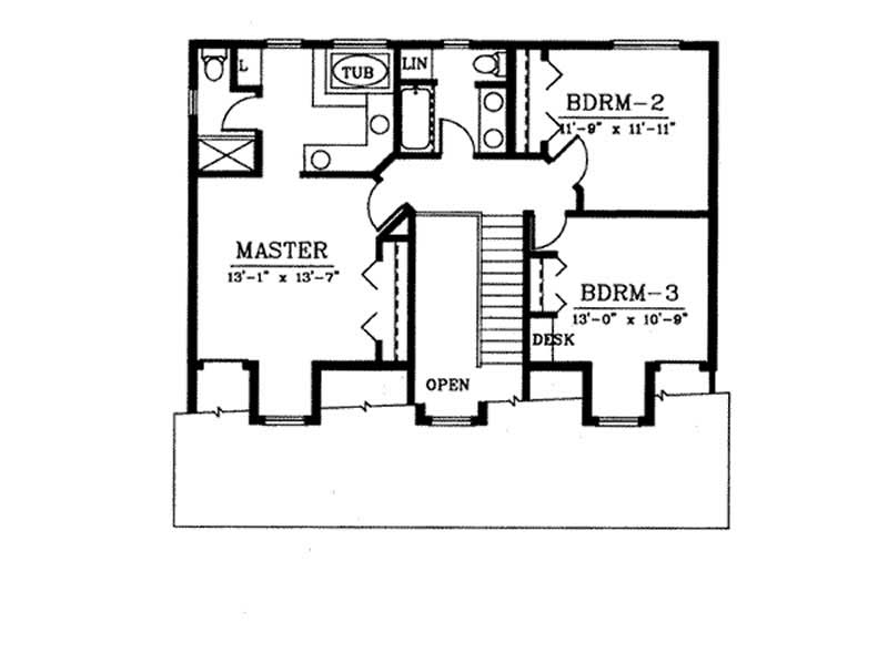 Floor Plan Second Story of Country Plan #119-1066