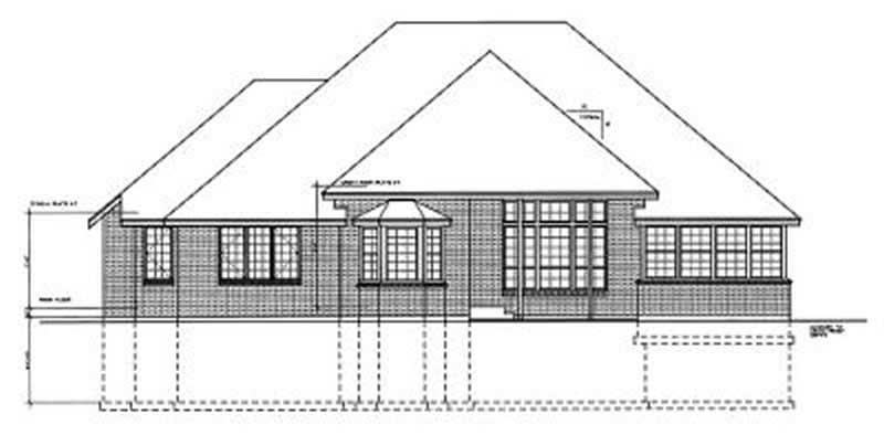 Home Plan Rear Elevation of this 4-Bedroom,2331 Sq Ft Plan -119-1073