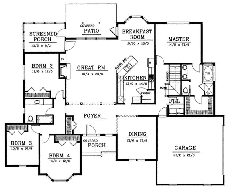 Floor Plan First Story of Contemporary Plan #119-1073