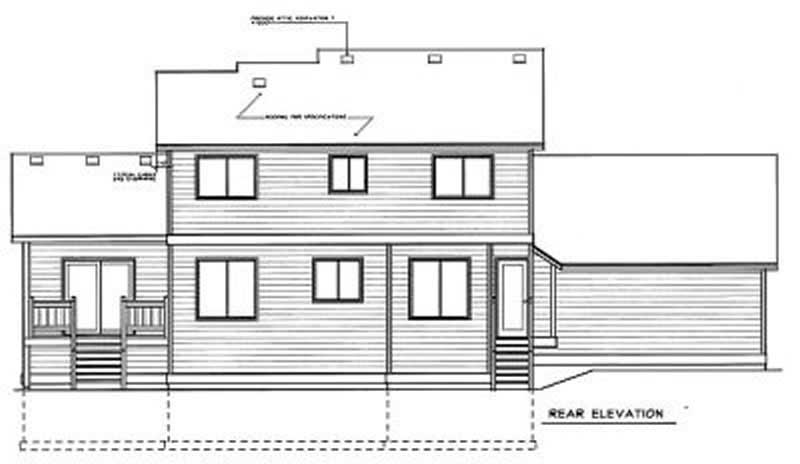 Home Plan Rear Elevation of this 3-Bedroom,1637 Sq Ft Plan -119-1088