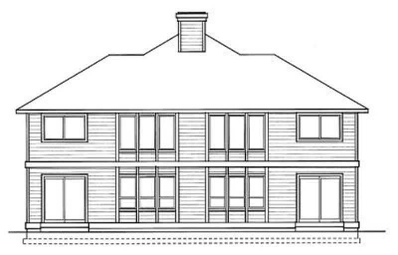 Home Plan Rear Elevation of this 3-Bedroom,1394 Sq Ft Plan -119-1093