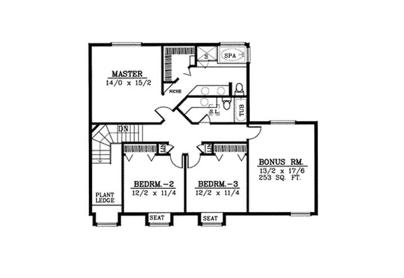Floor Plan Second Story of Country Plan #119-1096