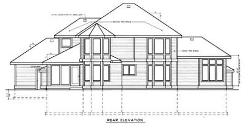 Home Plan Rear Elevation of this 4-Bedroom,2534 Sq Ft Plan -119-1098