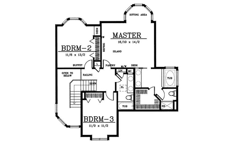 Floor Plan Second Story of Contemporary Plan #119-1098