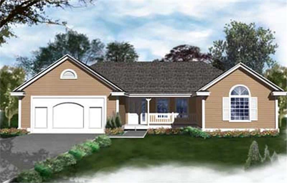 Front elevation of Ranch home (ThePlanCollection: House Plan #119-1103)