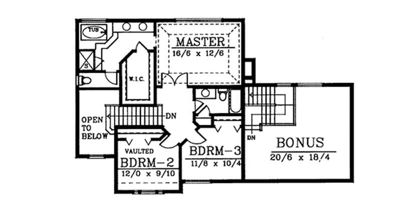 Floor Plan Second Story of Traditional Plan #119-1104
