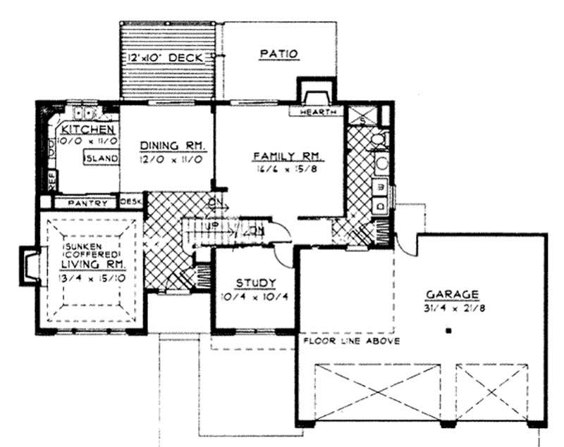 Floor Plan First Story of Traditional Plan #119-1107