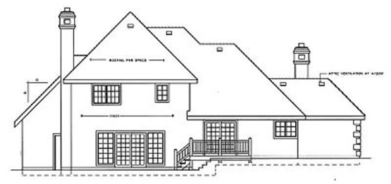 Home Plan Rear Elevation of this 4-Bedroom,2041 Sq Ft Plan -119-1120
