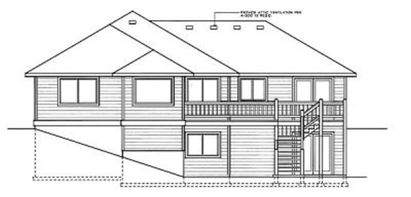 Home Plan Rear Elevation of this 3-Bedroom,1689 Sq Ft Plan -119-1128