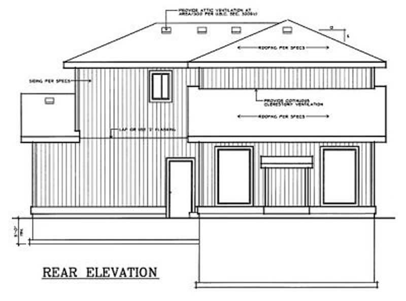 Home Plan Rear Elevation of this 3-Bedroom,1401 Sq Ft Plan -119-1131
