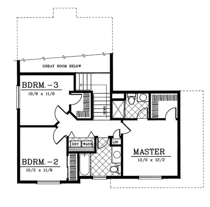 Floor Plan Second Story of Country Plan #119-1131