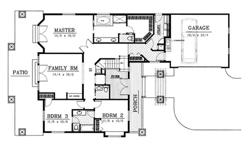 Floor Plan First Story of Country Plan #119-1143