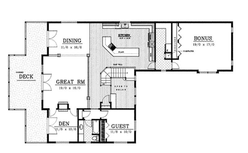 Floor Plan Second Story of Country Plan #119-1143