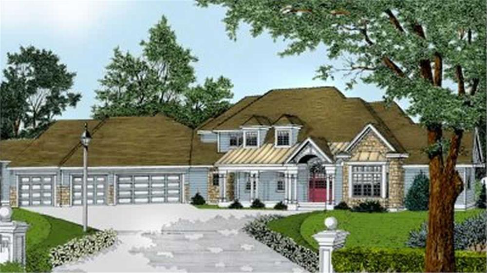 Home Plans DDI100-206 color front elevation.