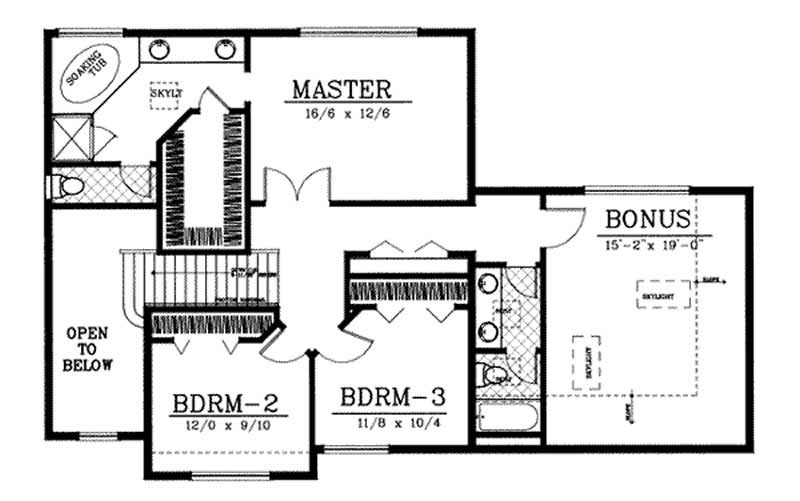 Floor Plan Second Story of Country Plan #119-1147