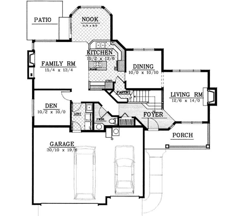 Floor Plan First Story of Country Plan #119-1150