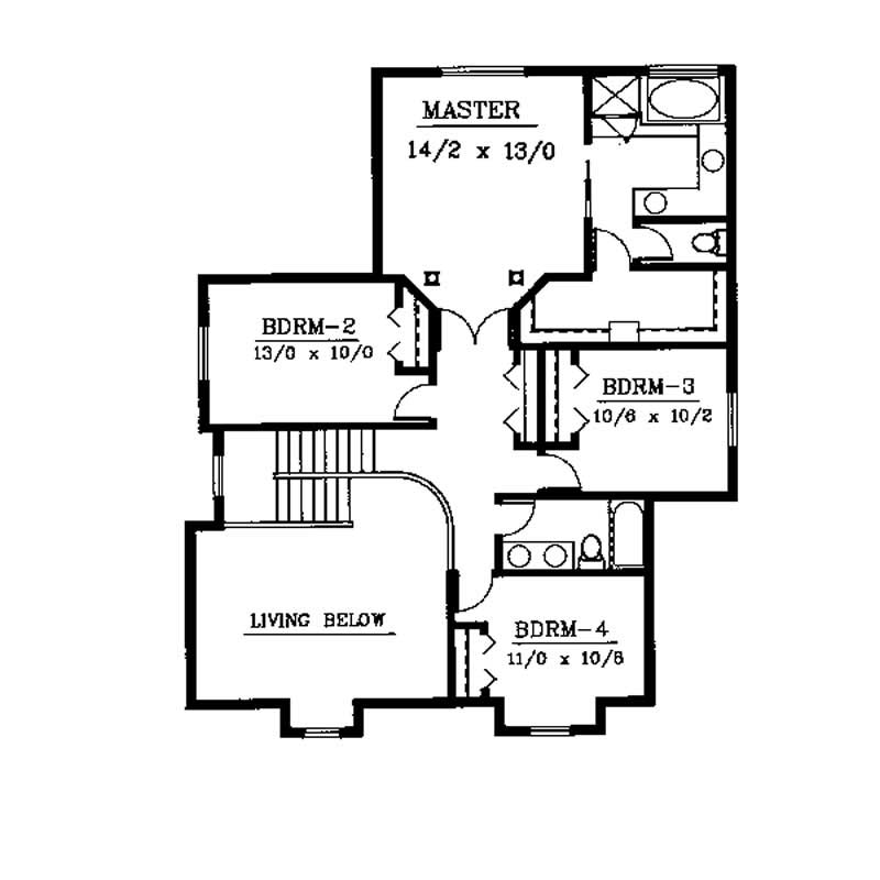 Floor Plan Second Story of Country Plan #119-1153