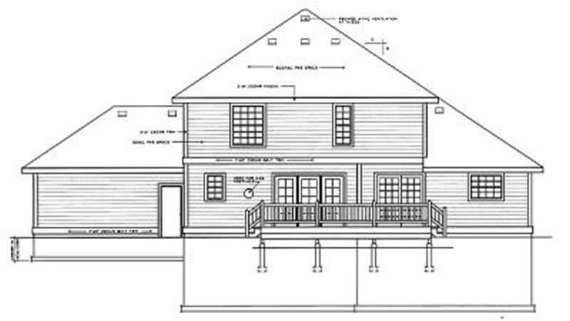 Home Plan Rear Elevation of this 3-Bedroom,2195 Sq Ft Plan -119-1154