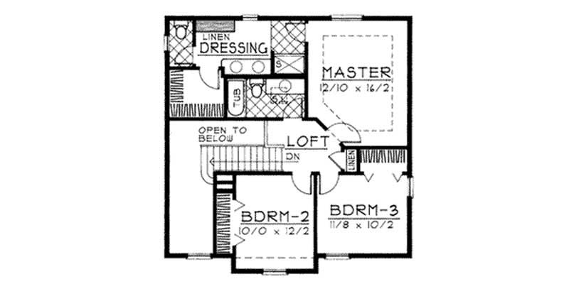 Floor Plan Second Story of Country Plan #119-1154