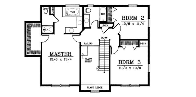 Floor Plan Second Story of French Plan #119-1156