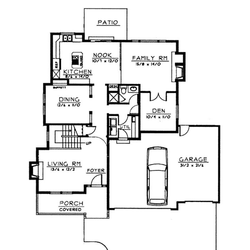 Floor Plan First Story of Country Plan #119-1165