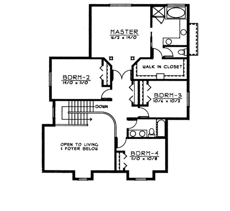 Floor Plan Second Story of Country Plan #119-1165