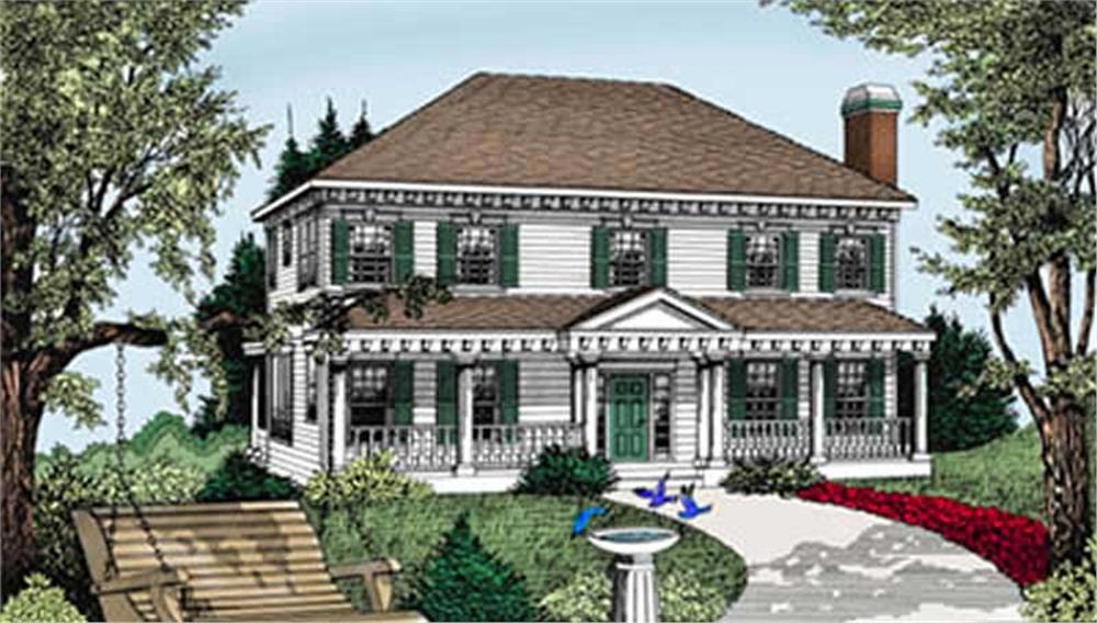 This is a very cheerful rendering of these Colonial Home Plans.