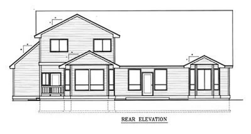 Home Plan Rear Elevation of this 4-Bedroom,2652 Sq Ft Plan -119-1170