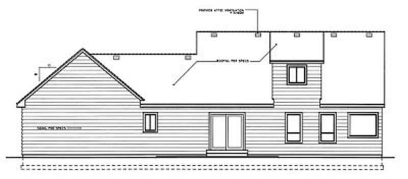 Home Plan Rear Elevation of this 3-Bedroom,1830 Sq Ft Plan -119-1177