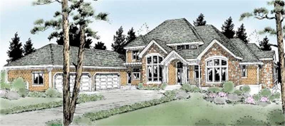 Luxury Homeplans DDI97-215 color front elevation.