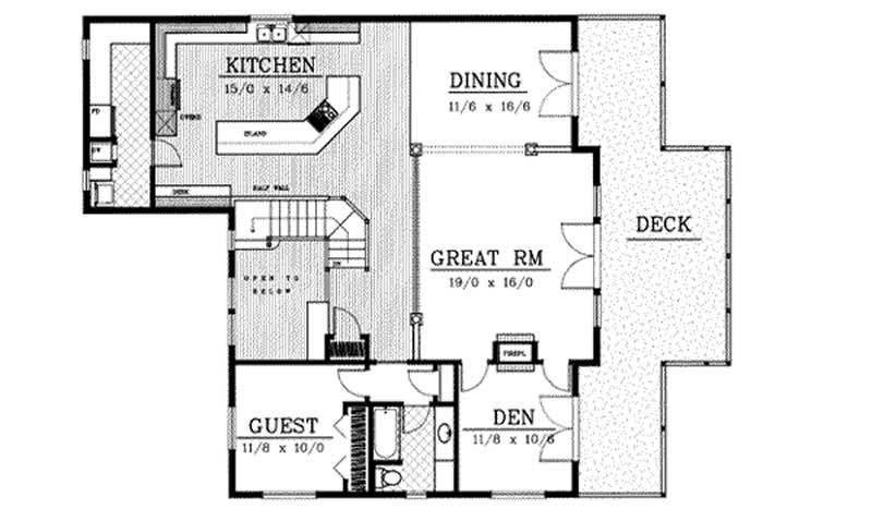 Floor Plan Second Story of Country Plan #119-1191