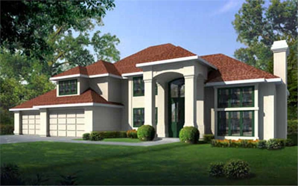 Front elevation of Contemporary home (ThePlanCollection: House Plan #119-1192)